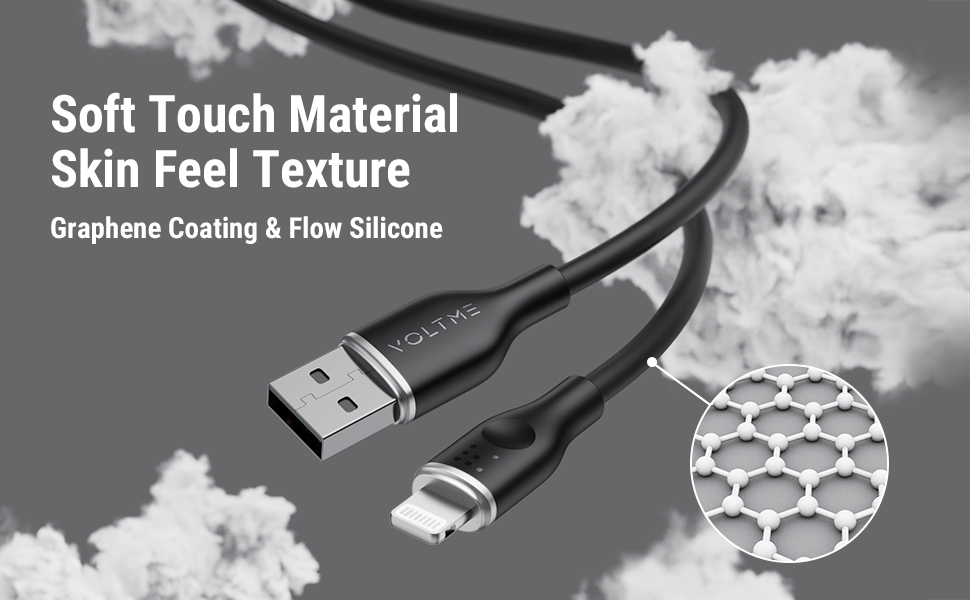 كابل فولتمي باور لينك موس من السيليكون السائل USB A إلى Lightning 3A