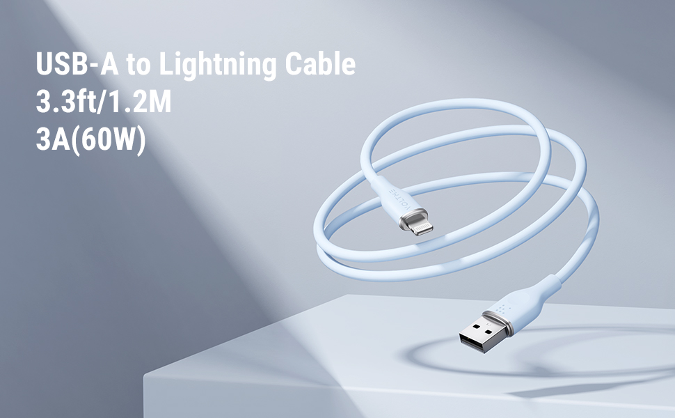 كابل Voltme Powerlink Moss من السيليكون السائل USB A إلى Lightning 3A (12W) 1.2M موصل من سبائك الزنك باللون الأزرق