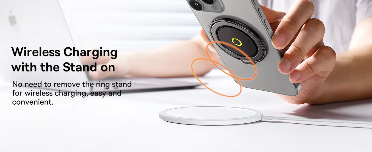 حامل خاتم مغناطيسي من Baseus متوافق مع MagSafe – حامل وهولدر هاتف قابل للدوران 360 درجة