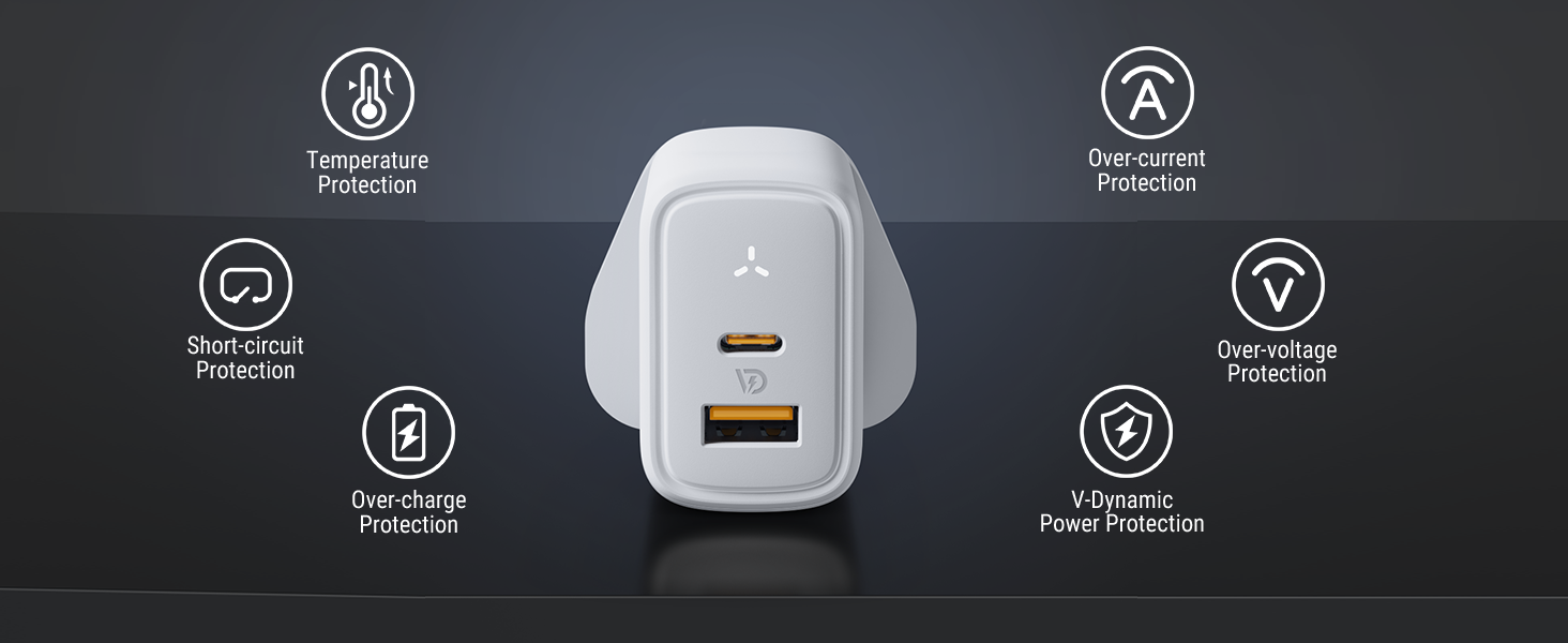 شاحن VOLTME Revo 35 Duo CA بقوة 35 واط GaN III مع منفذي USB