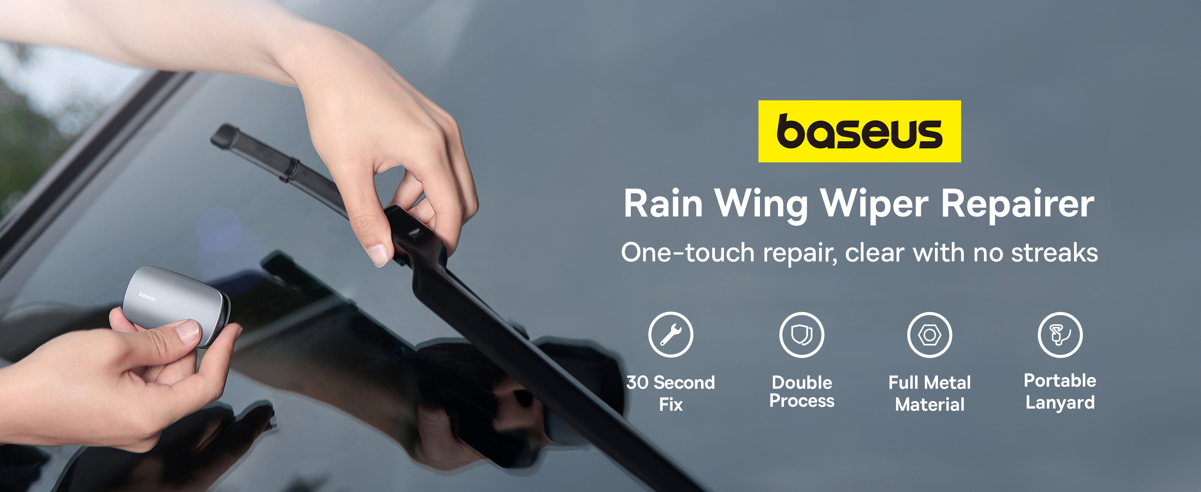 Baseus Rain Wing Wiper Blade Repair Tool | Double Sided Sharpener With Fine and Rough - Tarnish