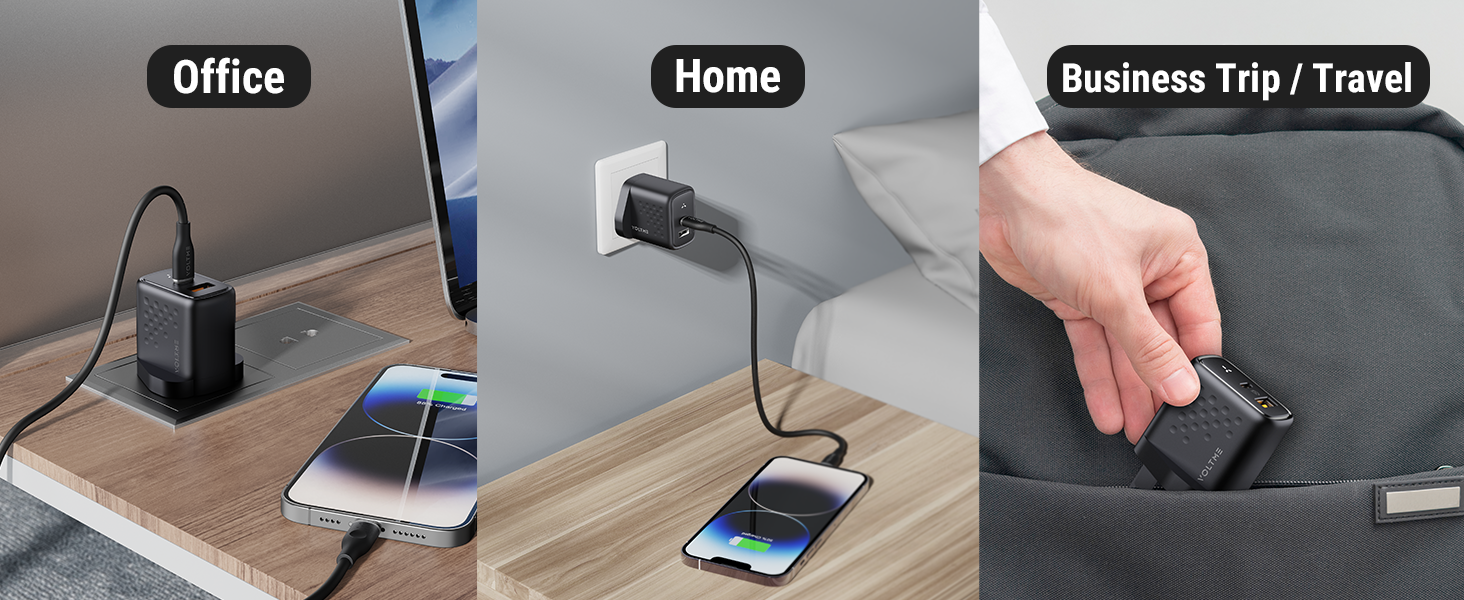 شاحن VOLTME Revo 35 Duo CA بقوة 35W وتقنية GaN III مع منفذي USB