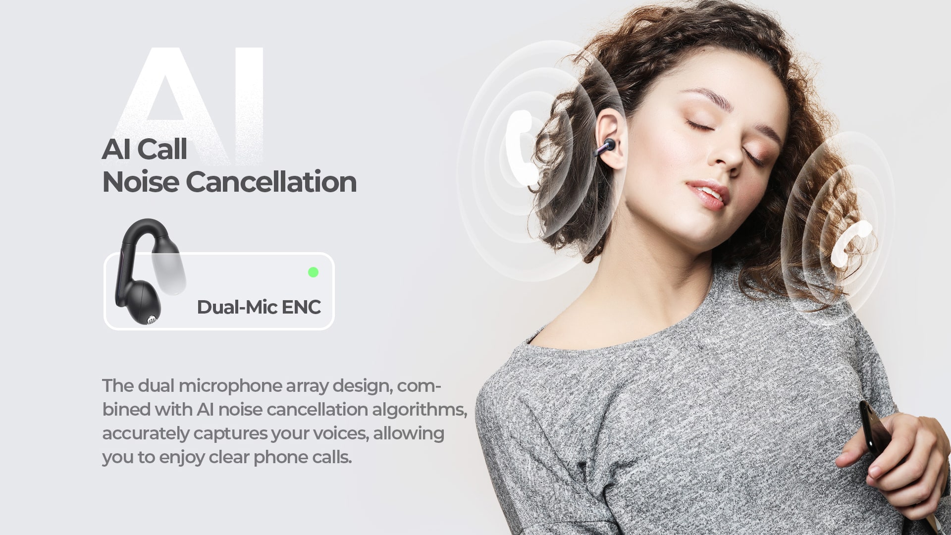 سماعات HAVIT OpenBuds مفتوحة الأذن FreeClip بتقنية بلوتوث 5.3 مع إلغاء ضوضاء ذكي AI، اتصال مزدوج، تحكم باللمس، شحن Type