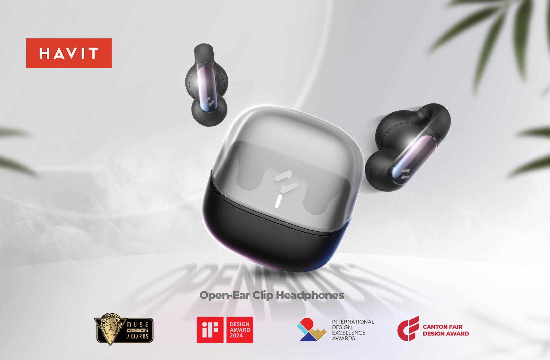 سماعات HAVIT OpenBuds مفتوحة الأذن FreeClip بتقنية بلوتوث 5.3 مع إلغاء ضوضاء ذكي AI، اتصال مزدوج، تحكم باللمس، شحن Type