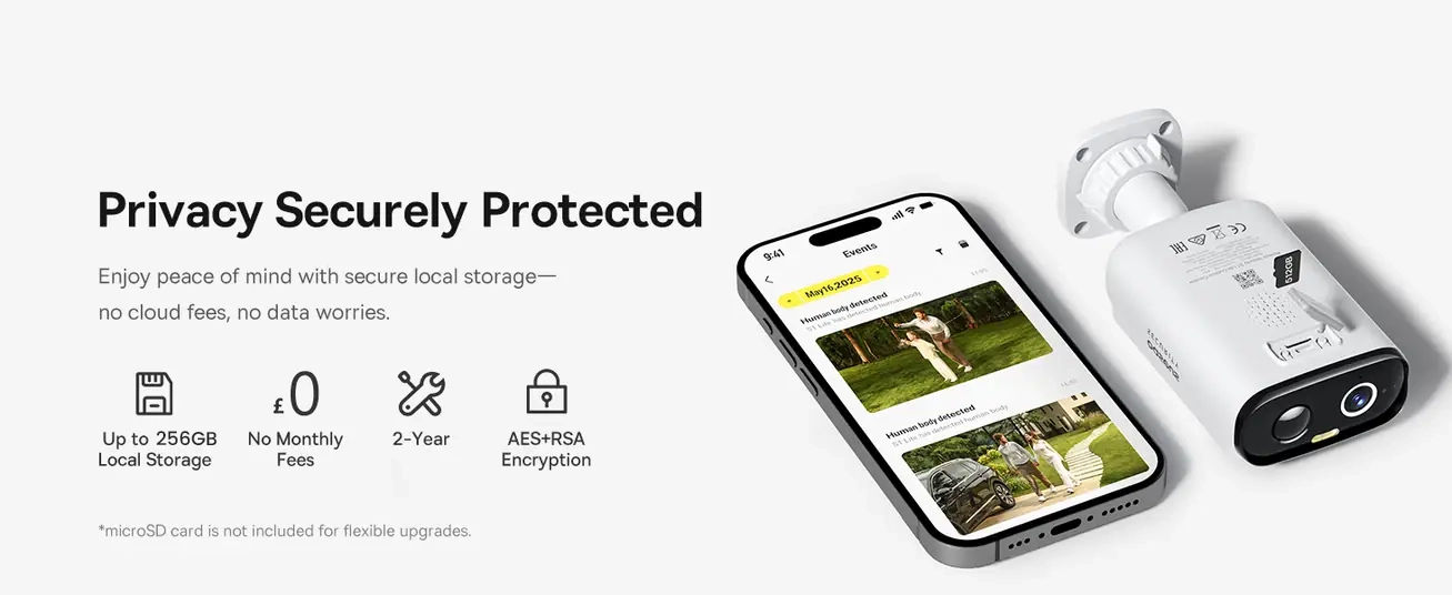 كاميرا مراقبة خارجية Baseus S1 Lite بدقة 2K – شمسية، رؤية ليلية، كشف ذكي، مقاومة للماء، بدون اشتراك – أبيض
