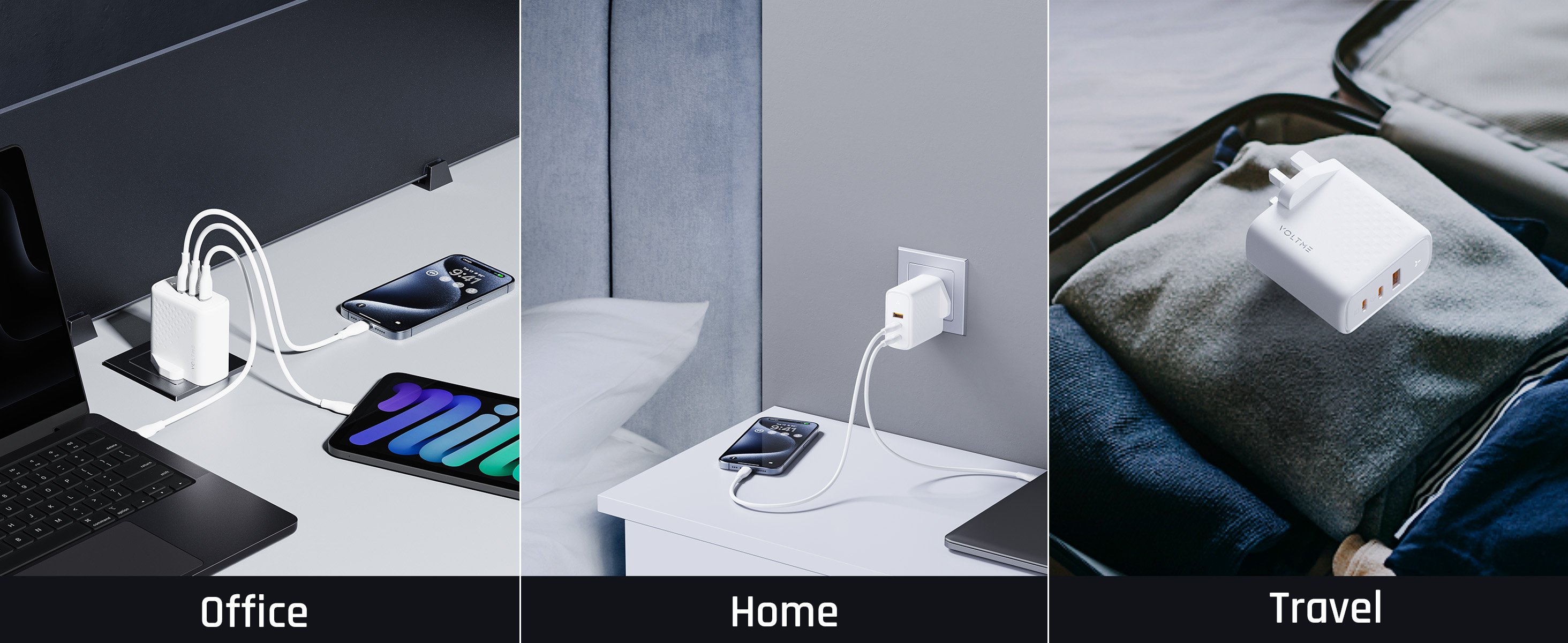 فولت مي ريفو شاحن جداري 100 واط GaN III – 2 USB