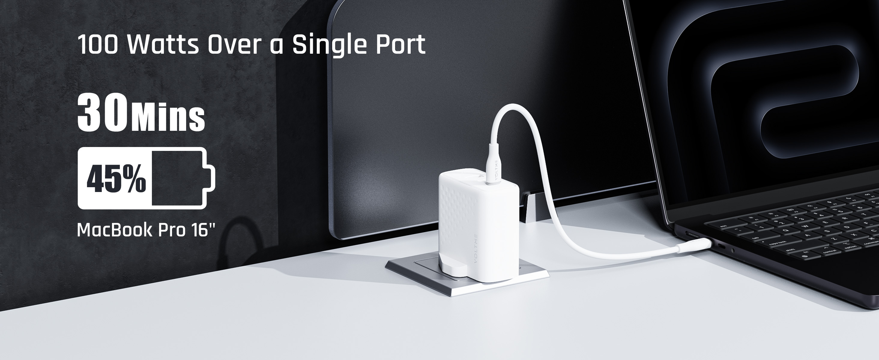 فولت مي ريفو شاحن جداري 100 واط GaN III – 2 USB