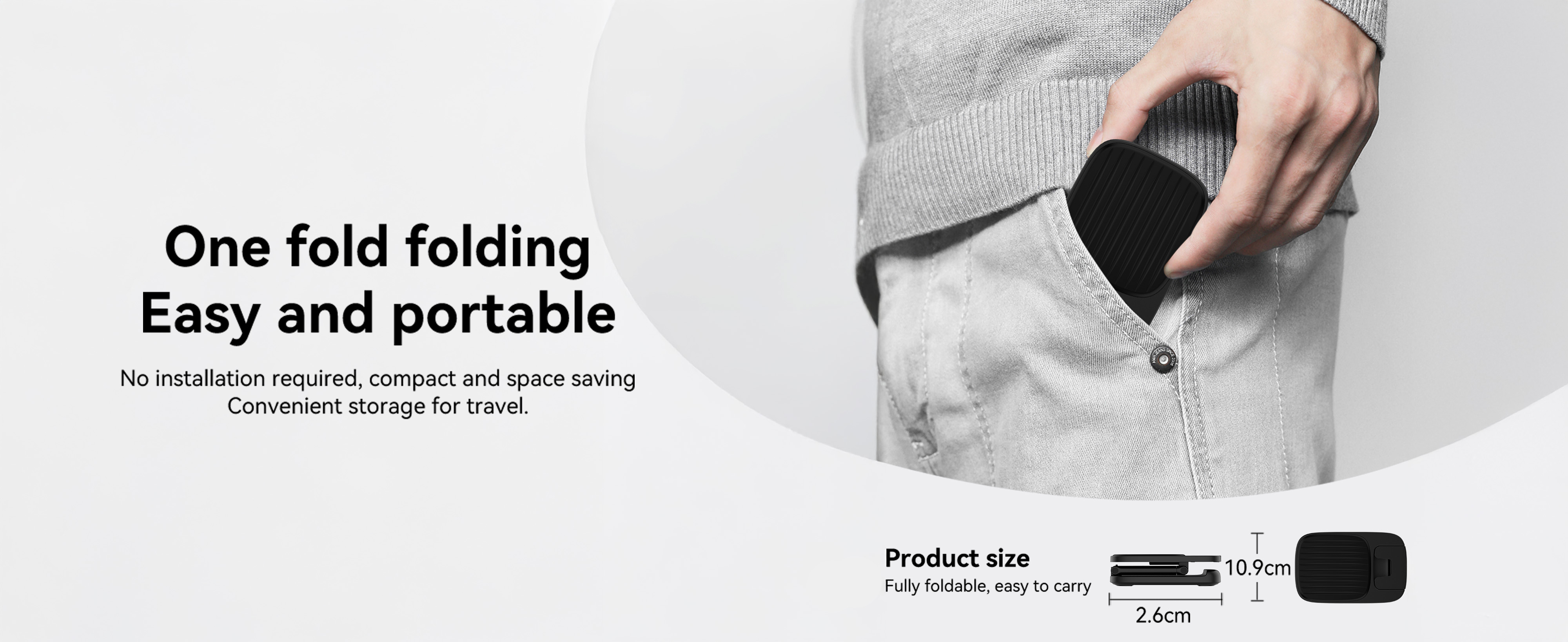 حامل BRAVE القابل للطي 2 في 1 للهاتف والتابلت – بحجم الجيب، قاعدة معدنية، متوافق مع iPhone وSamsung وiPad Mini وPixel – أسود