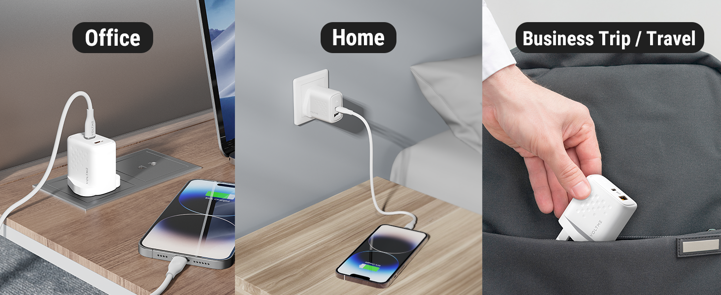 شاحن VOLTME Revo 35 Duo CA بقوة 35 واط GaN III مع منفذي USB