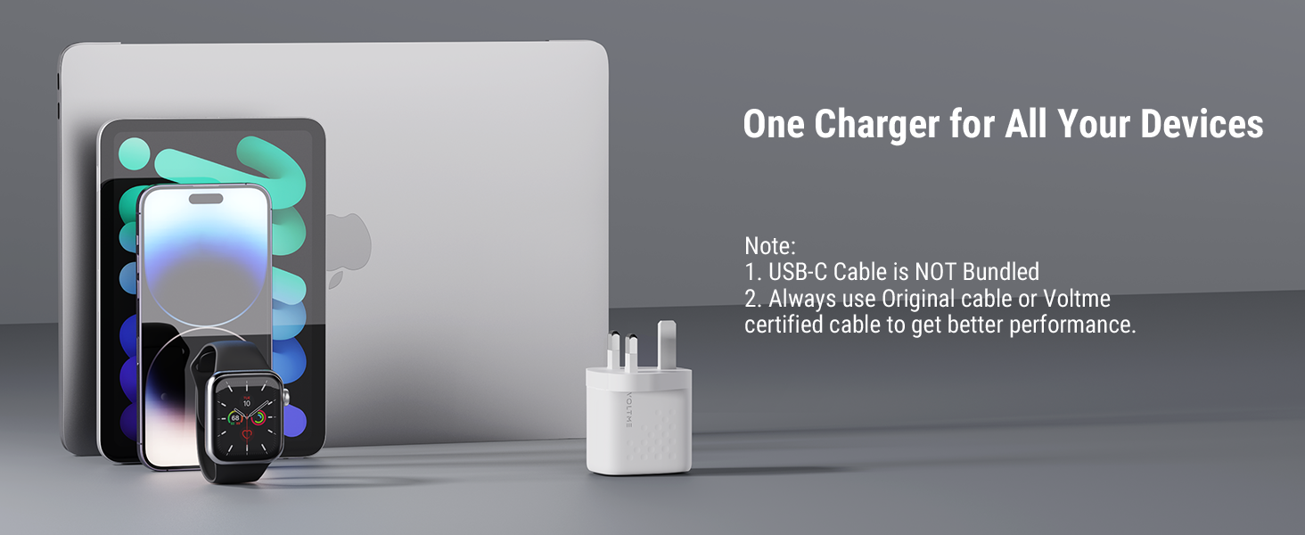شاحن VOLTME Revo 35 Duo CA بقوة 35 واط GaN III مع منفذي USB