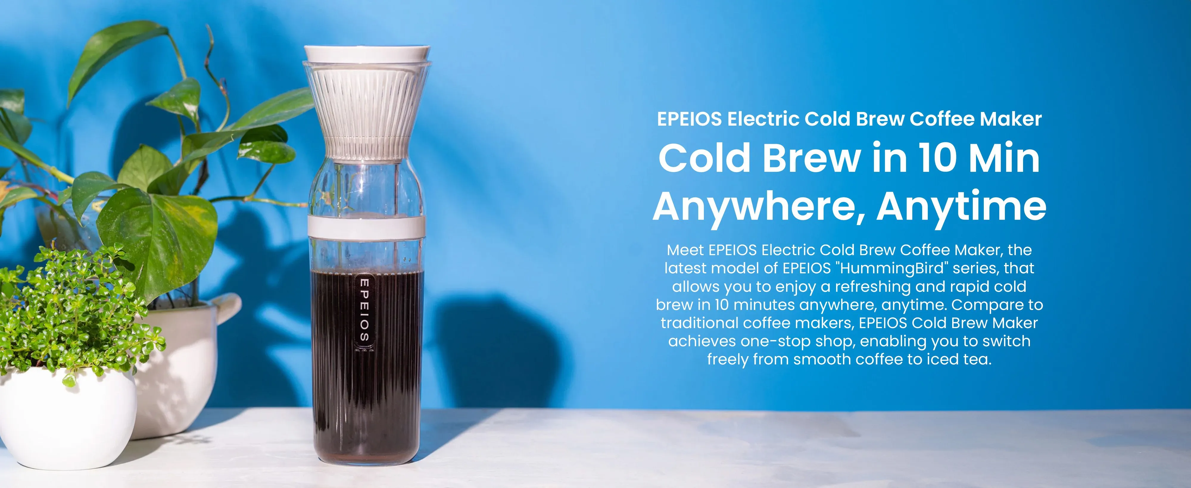 EPEIOS HummingBird Electric Cold Brew Iced Tea Coffee Maker 10 Minutes High Quality Cold Brew 350ml