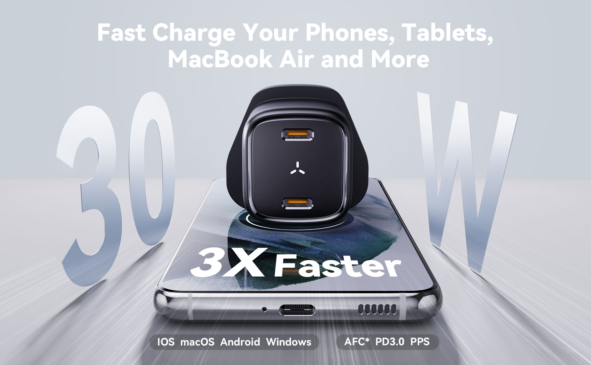 شاحن VOLTME Revo 30 Duo CC بقوة 30 واط GaN III مع منفذي USB