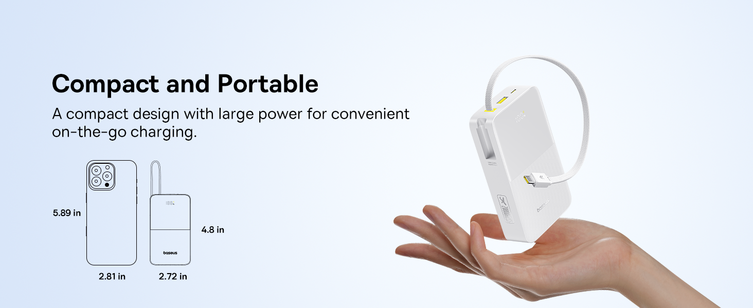 باور بانك Baseus EnerFill Bipow2 Pro 20000mAh بكابل USB