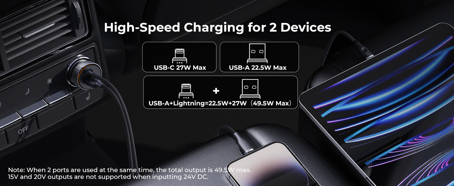 شاحن سيارة فولت مي 49.5 واط USB