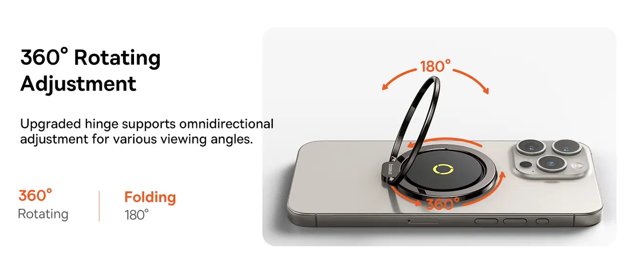 حامل خاتم مغناطيسي من Baseus متوافق مع MagSafe – حامل وهولدر هاتف قابل للدوران 360 درجة