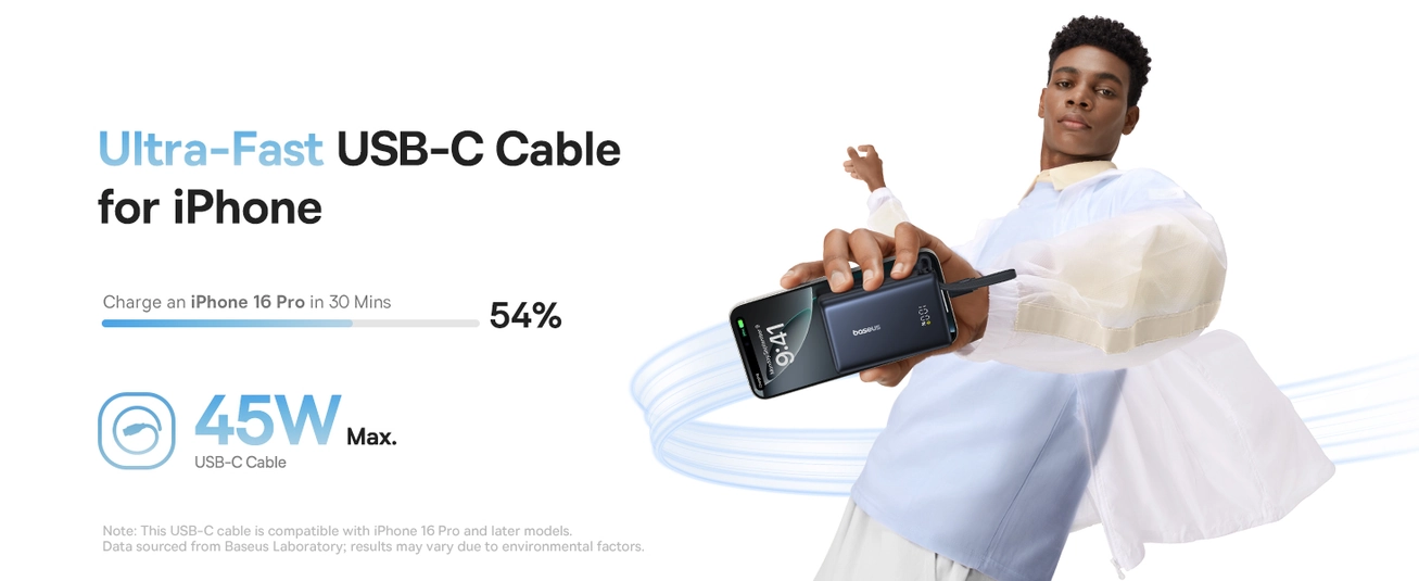 Baseus 10000mAh 45W Power Bank with USB-C and digital display