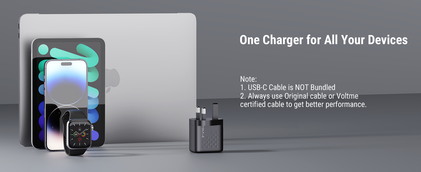 شاحن VOLTME Revo 35 Duo CA بقوة 35W وتقنية GaN III مع منفذي USB