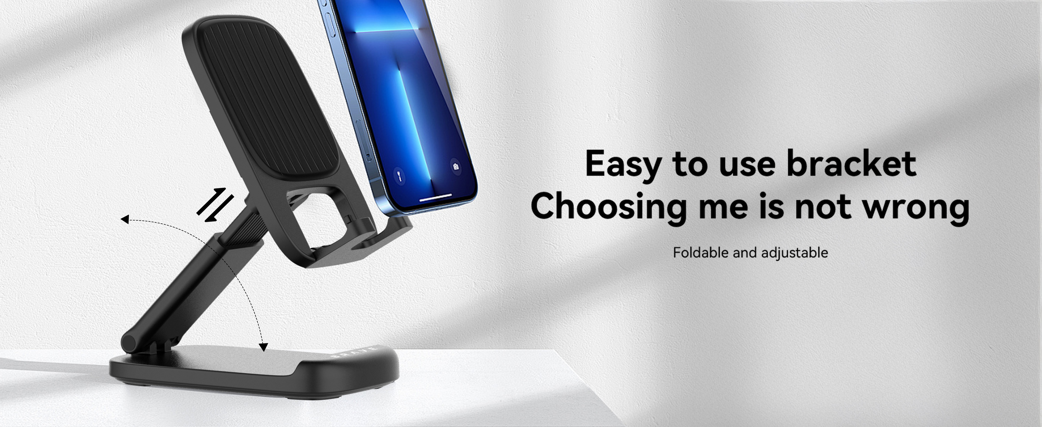 حامل BRAVE القابل للطي 2 في 1 للهاتف والتابلت – بحجم الجيب، قاعدة معدنية، متوافق مع iPhone وSamsung وiPad Mini وPixel – أسود