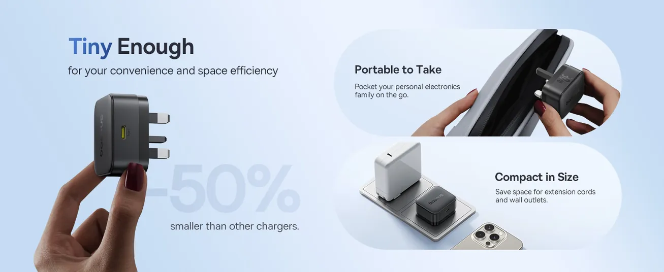شاحن الحائط Baseus Palm بقوة 30 واط PD ومنفذ USB