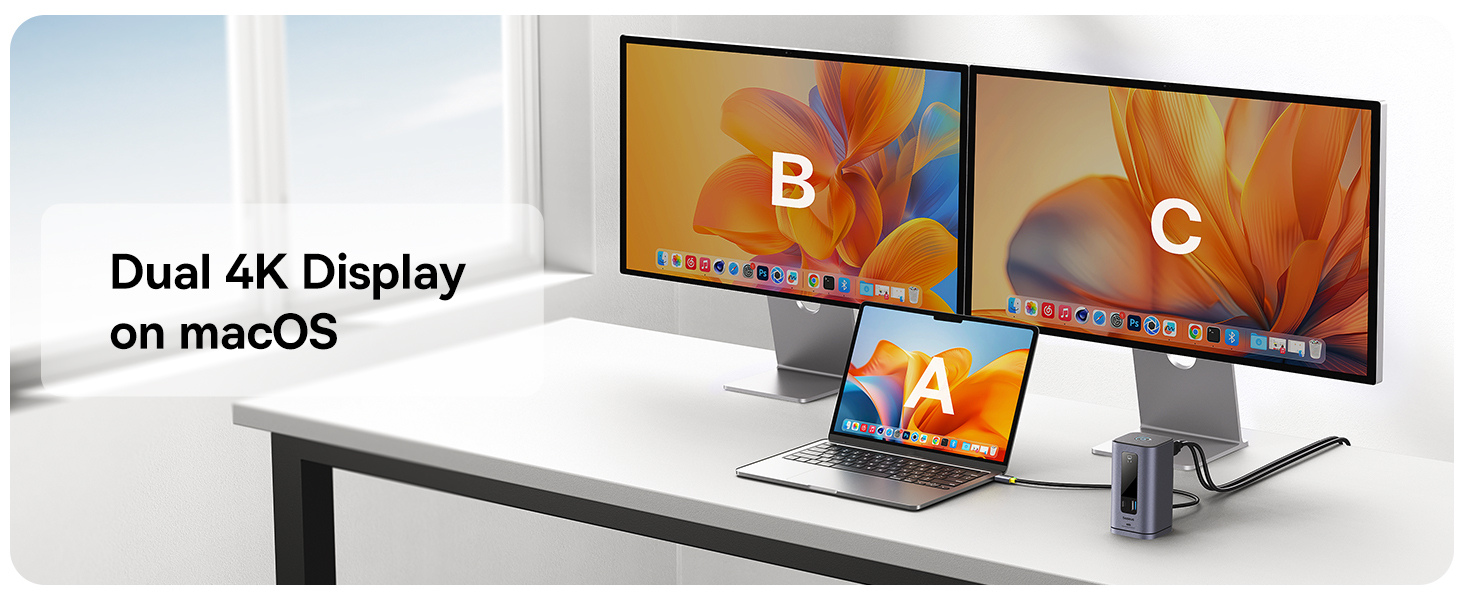 قاعدة توصيل MAC من سلسلة Baseus Spacemate 10 في 1 - 2*HDMI 4K60 هرتز/30 هرتز + 2*USB-A وUSB-C بسرعة 5 جيجابت في الثانية + آر جيه 45 + 2*USB-A بسرعة 480 ميجا بت في الثانية + USB-C + 1*3.5 ملم - رمادي