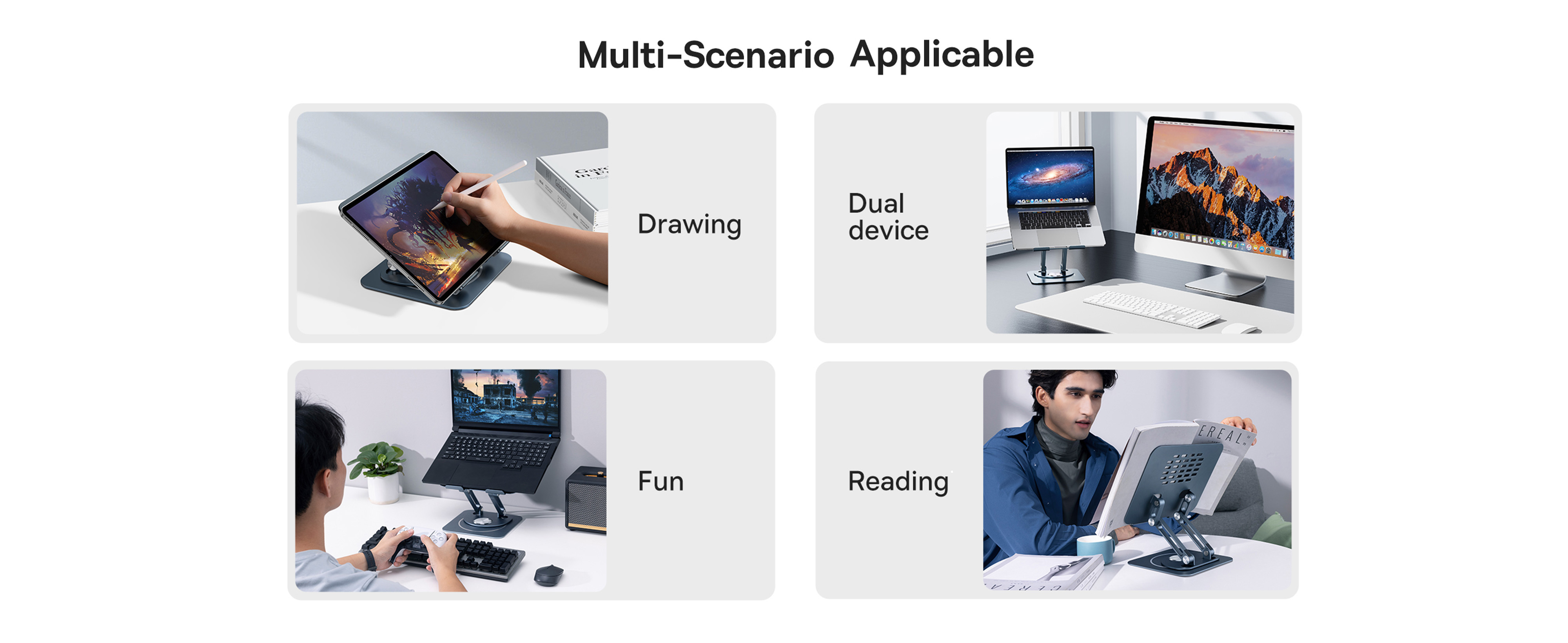 حامل Baseus قابل للدوران 360 درجة لأجهزة الكمبيوتر المحمول وأجهزة iPad اللوحية (إصدار ثلاثي الطي)